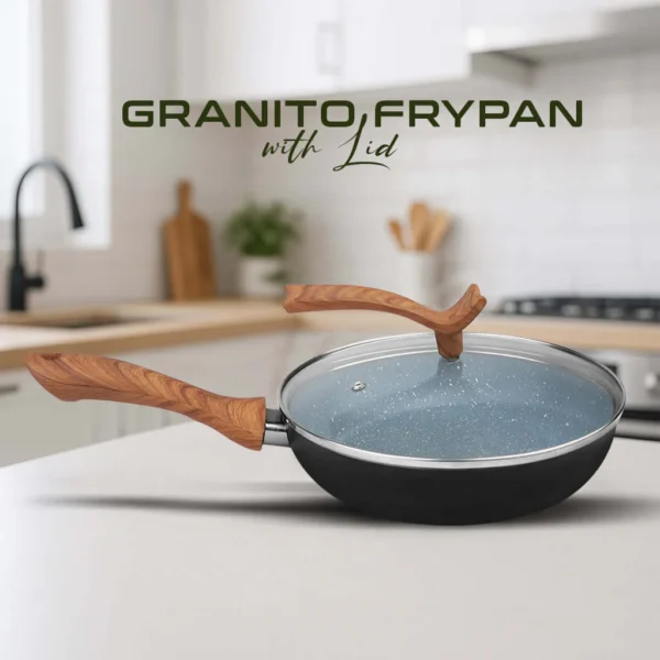 Chef Granito Series Marble Coating Nonstick Frying Pan with Glass Lid